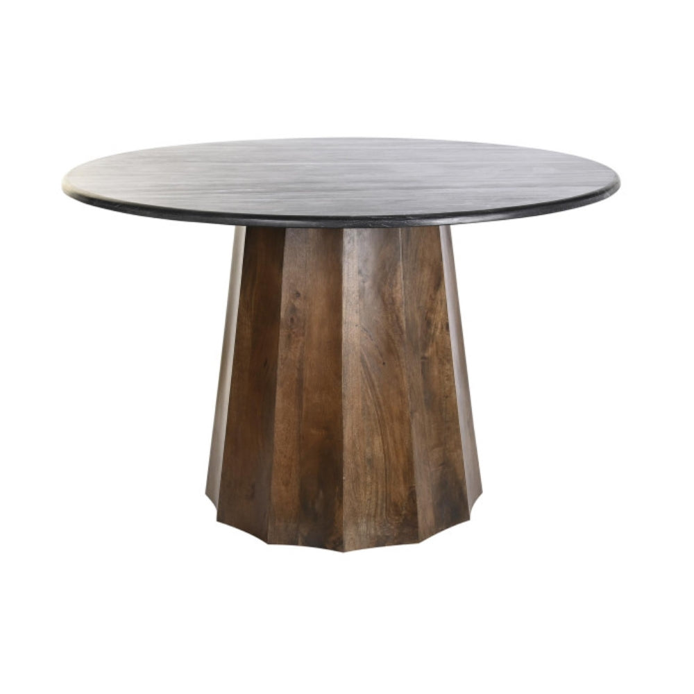 Mesa de comedor de mango y mármol 120 × 120 × 76 cm – Negro