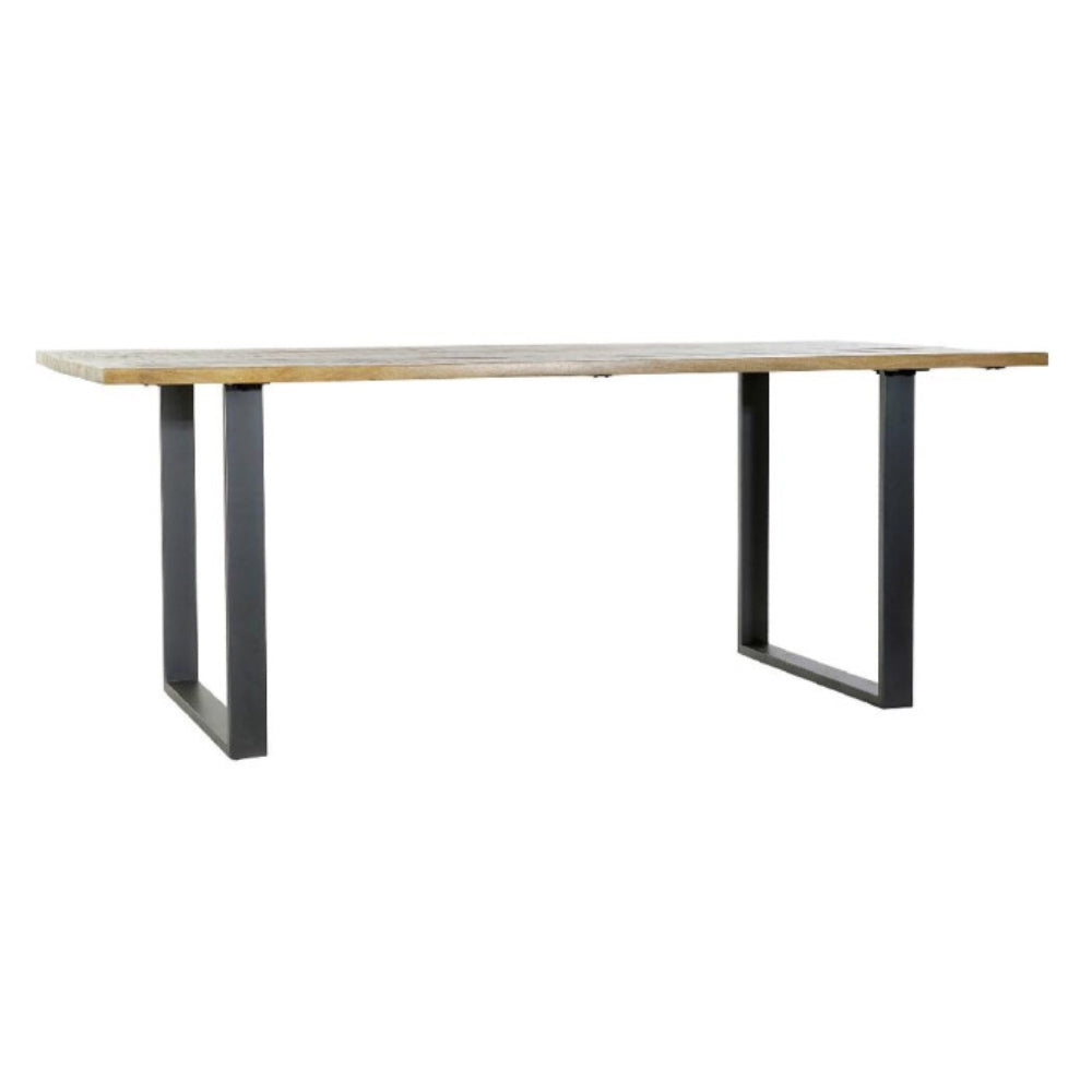Mesa de comedor de mango y metal 200 × 100 × 76 cm – Natural y negro