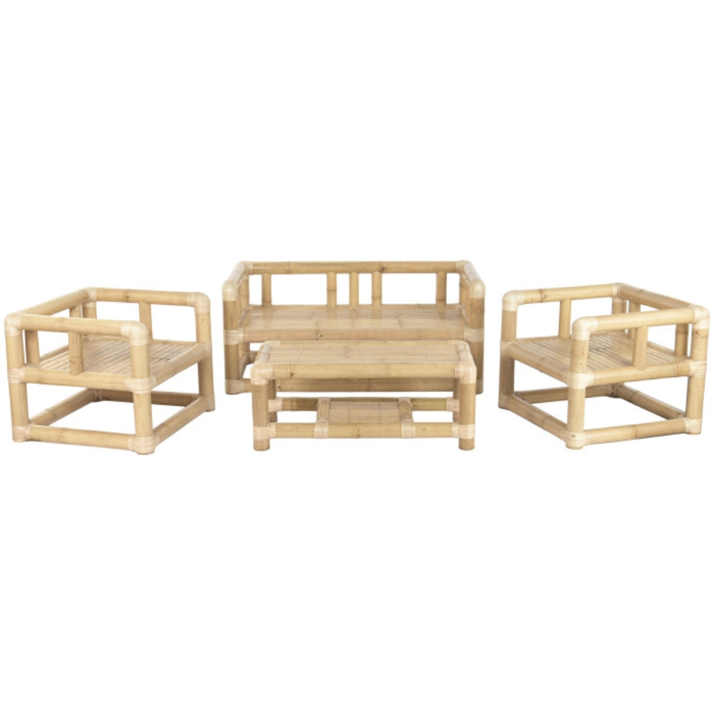 Sofa Set 4 Bambú Ratán 135x70x80