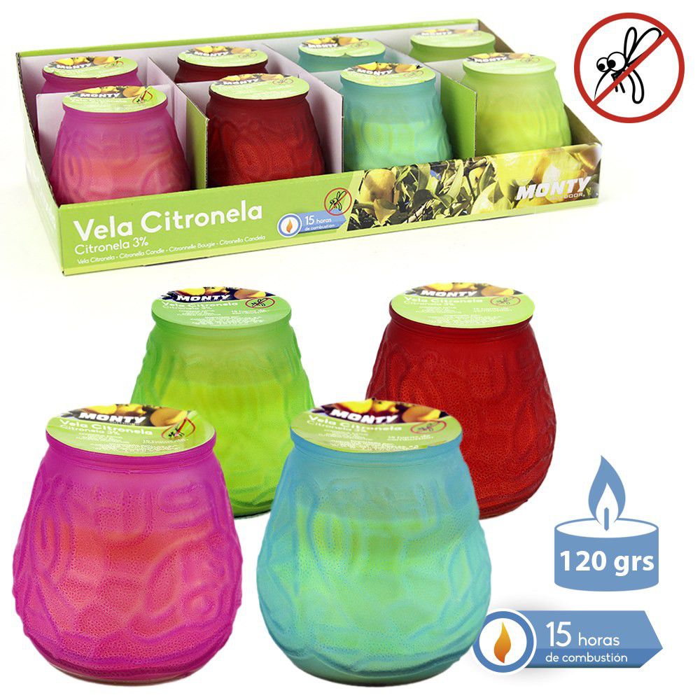 Vela 3% citronela vaso cristal 9.8*9.8cm