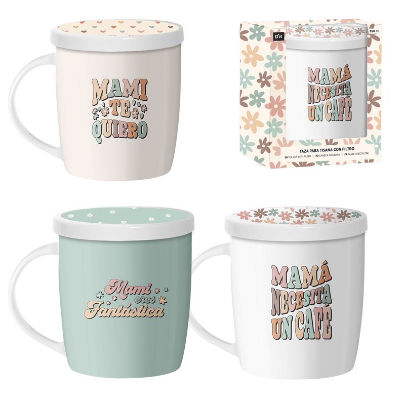 Taza cerámica con fieltro de té para mama