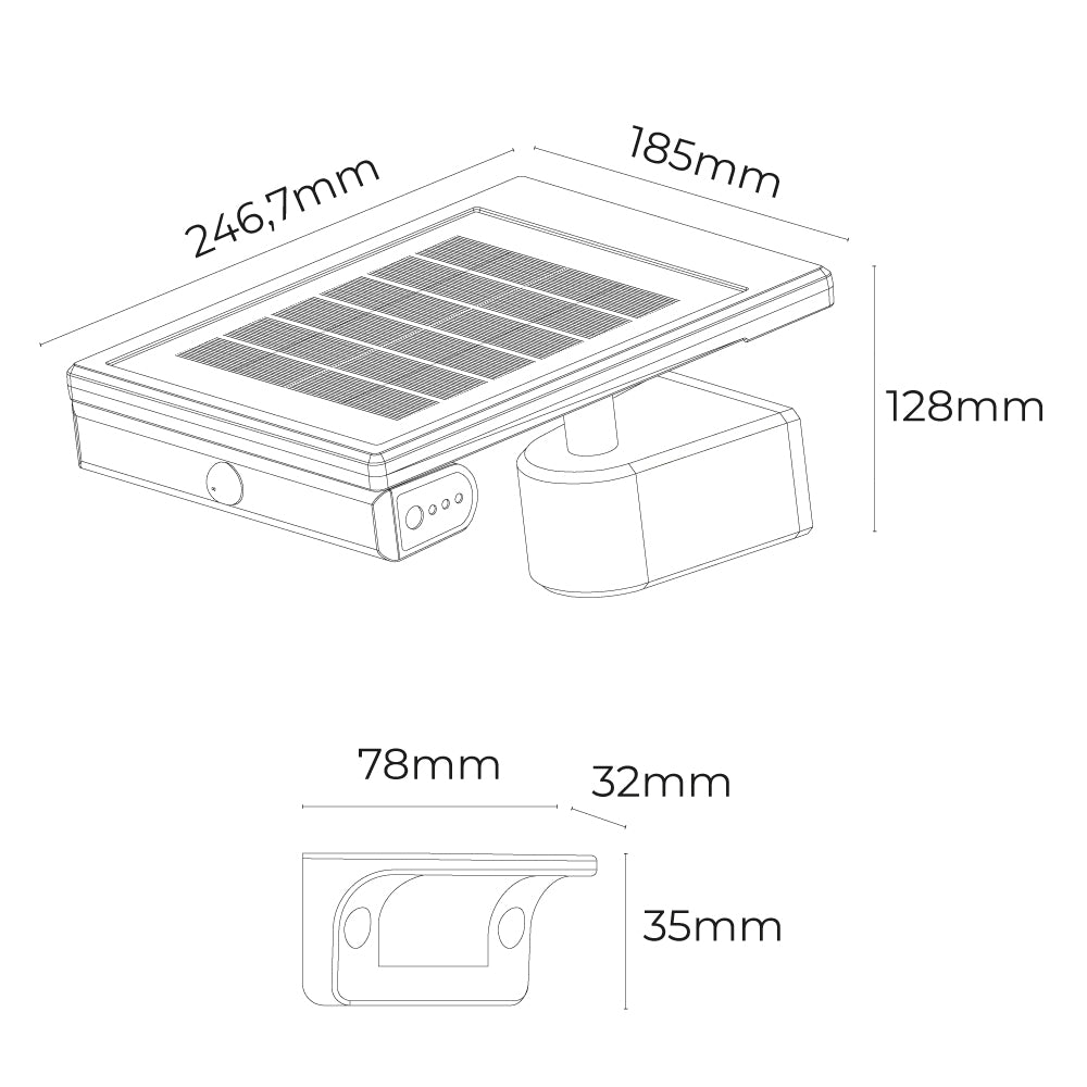 Aplique solar led 6w 720lm luz fria