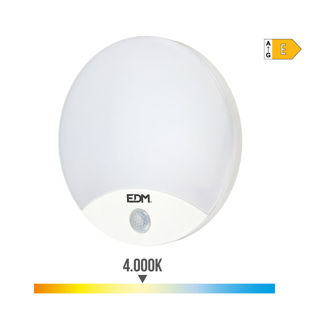 Aplique redondo exterior led 13w c/sensor luz dia