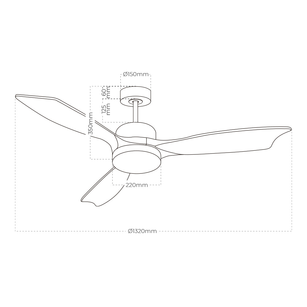 Ventilador techo madera de led Ø132cm