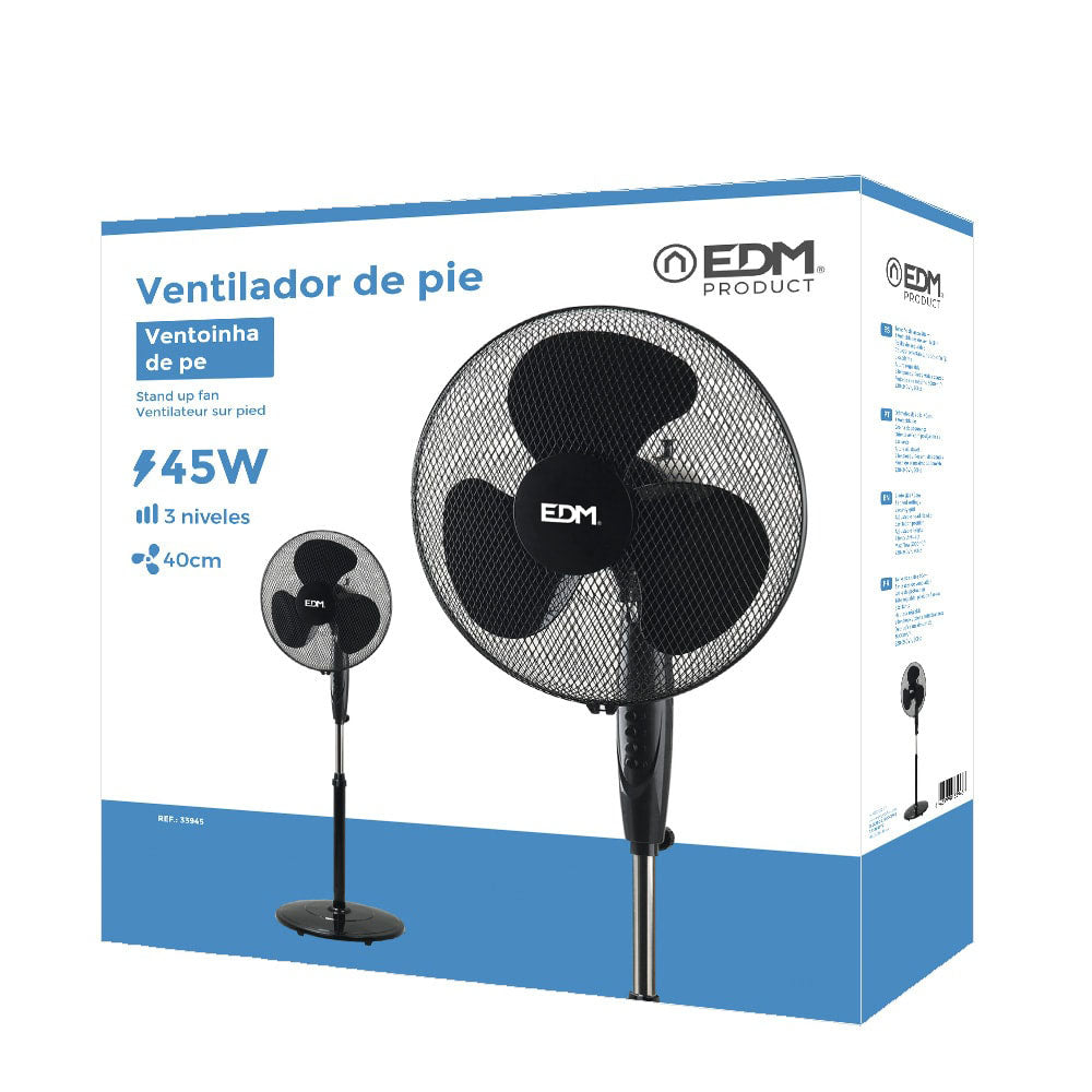 Ventilador de pie base circular negro