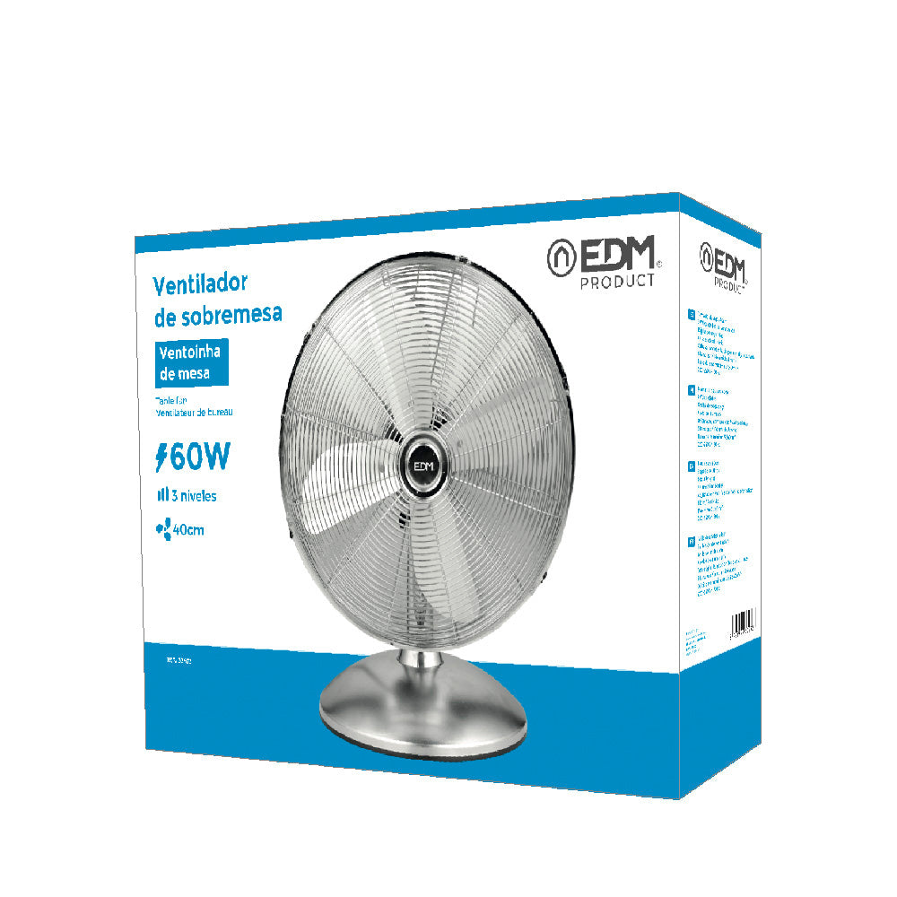 Ventilador sobremesa cromado 60w