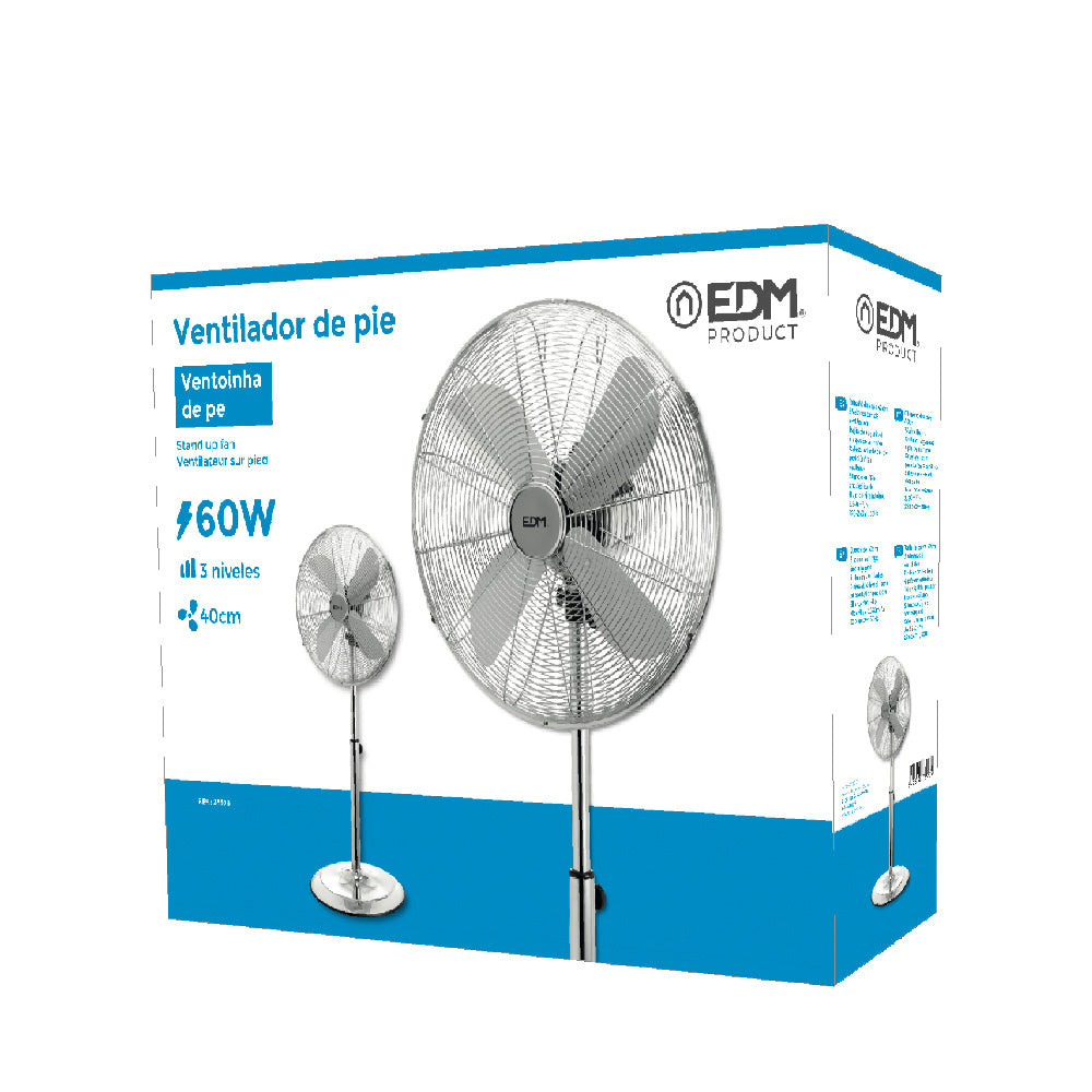 Ventilador de pie con base circular cromado