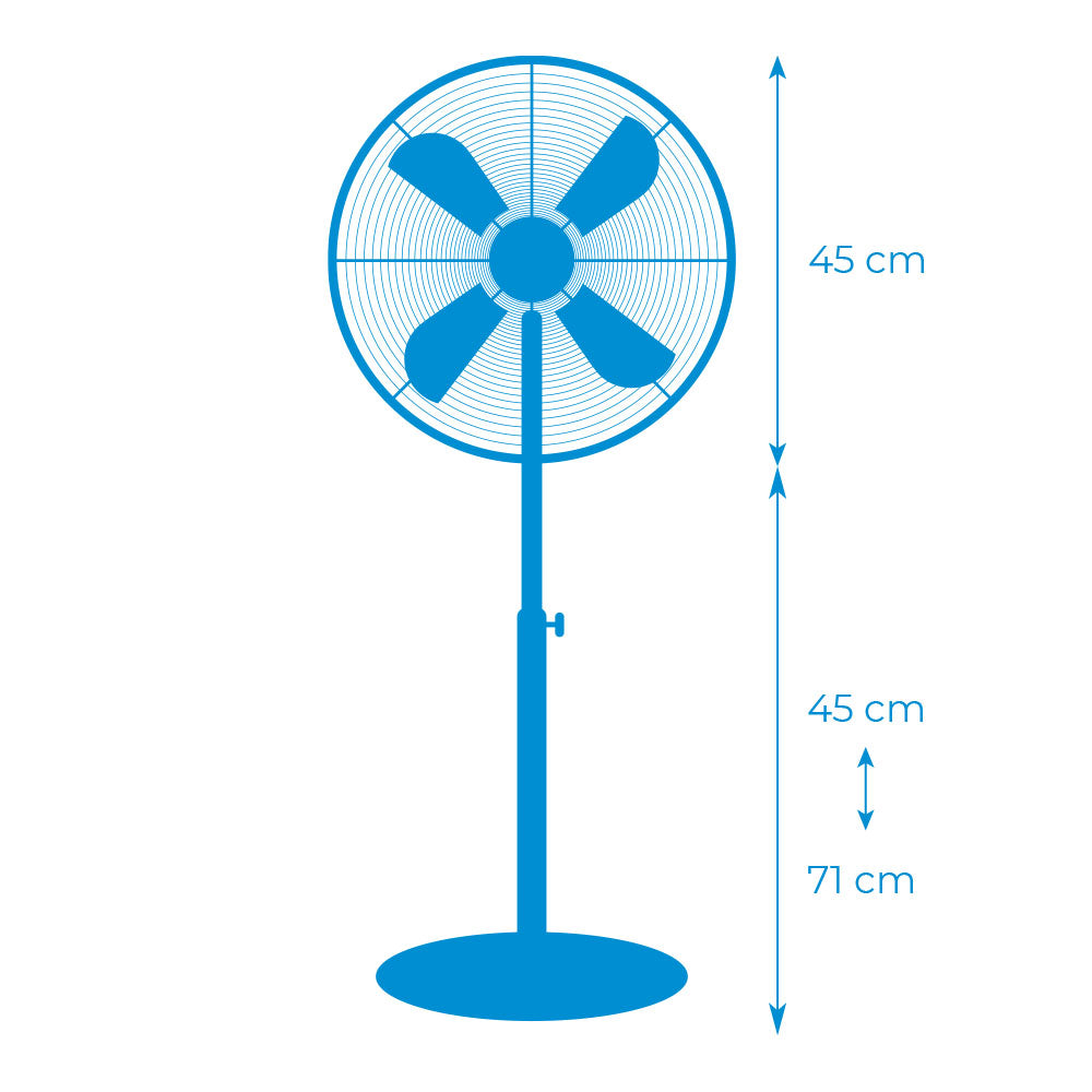 Ventilador de pie con base circular cromado