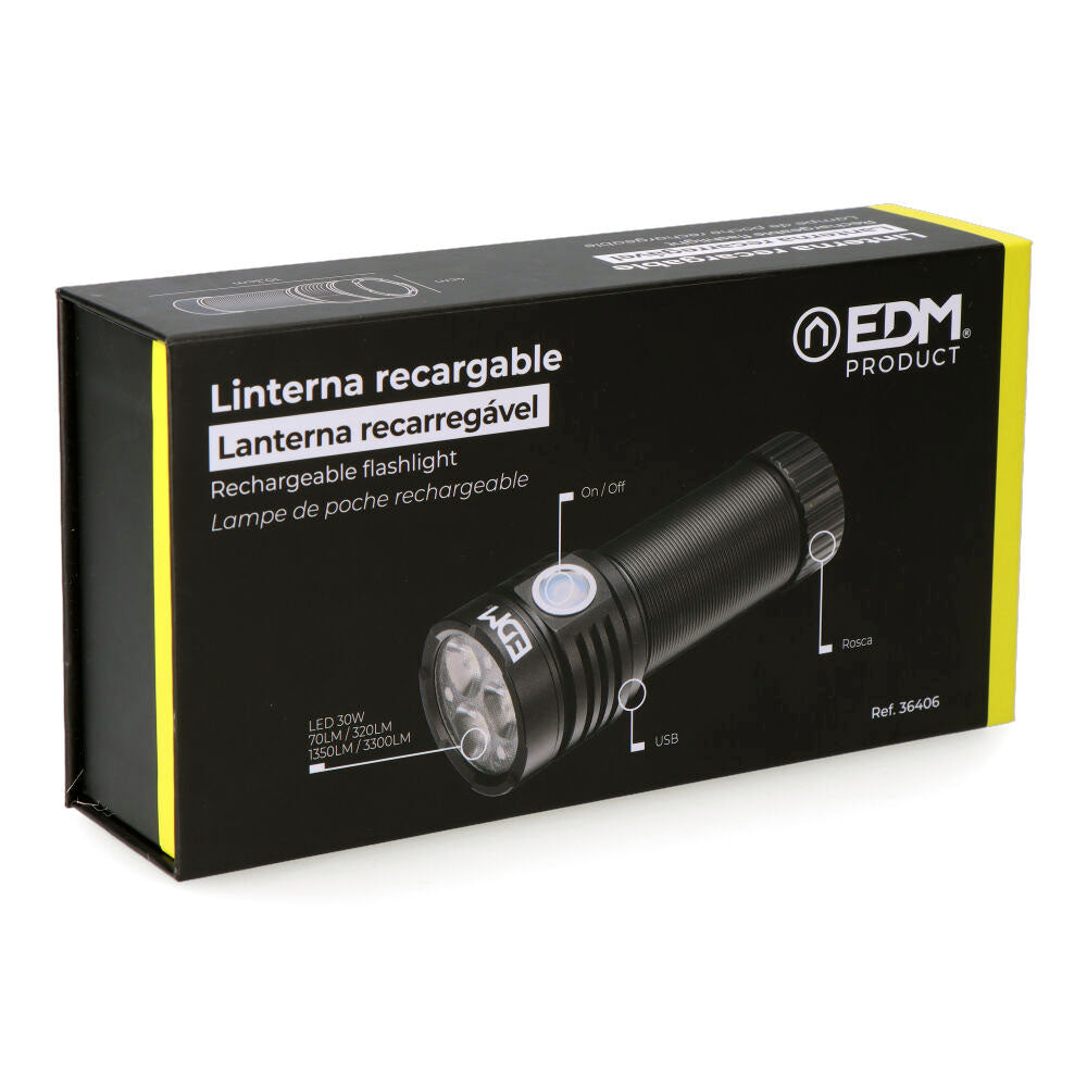 Linterna led flashlight 30w recargable