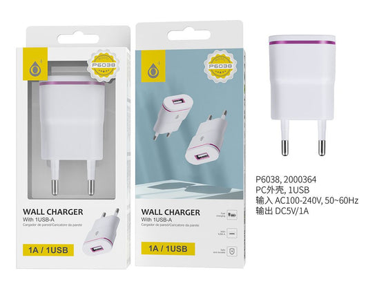 Caricabatterie wireless 1 porta USB