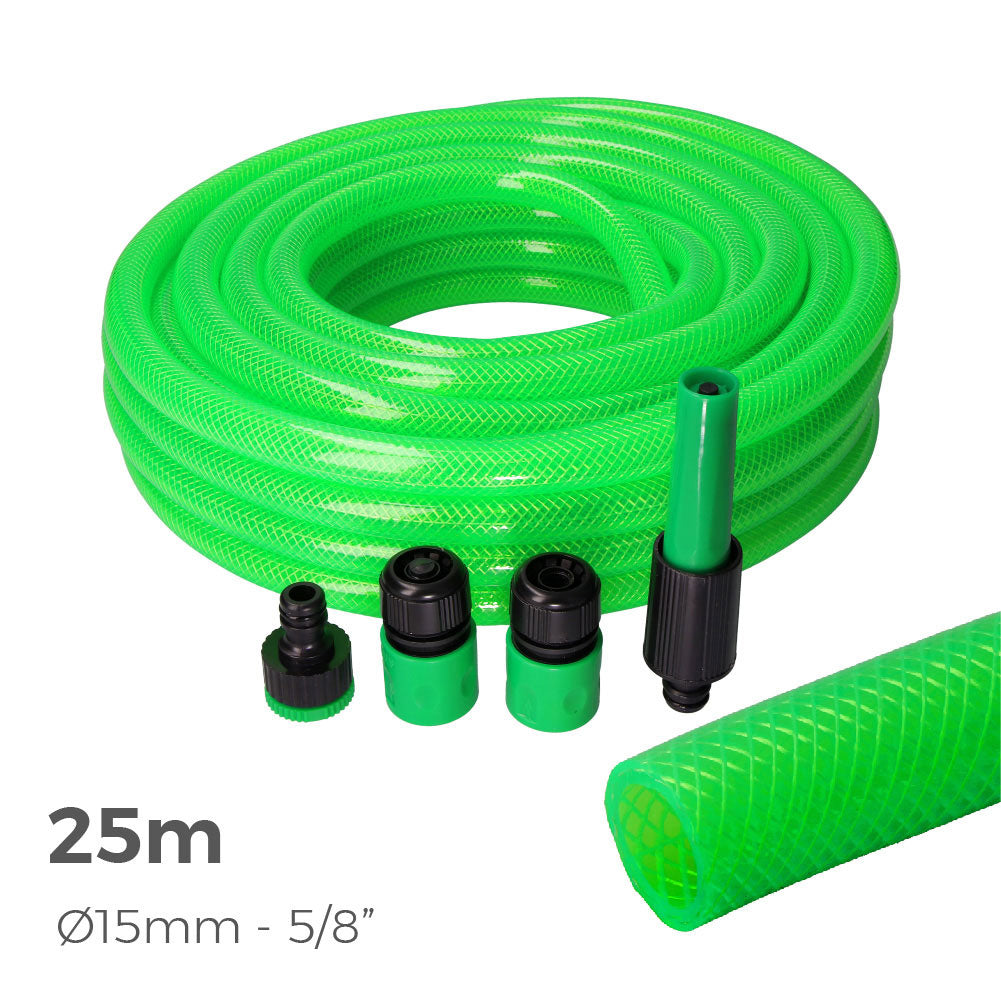 KIT TUBO DA GIARDINO ANTITORSIONE INTERNO Ø 15mm ESTERNO Ø 20mm (5/8") - ROTOLO CON ACCESSORI PER EDM