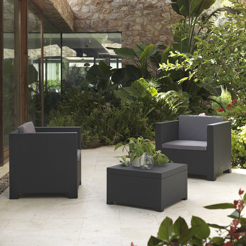 Set jardin de mesa y sillon resina