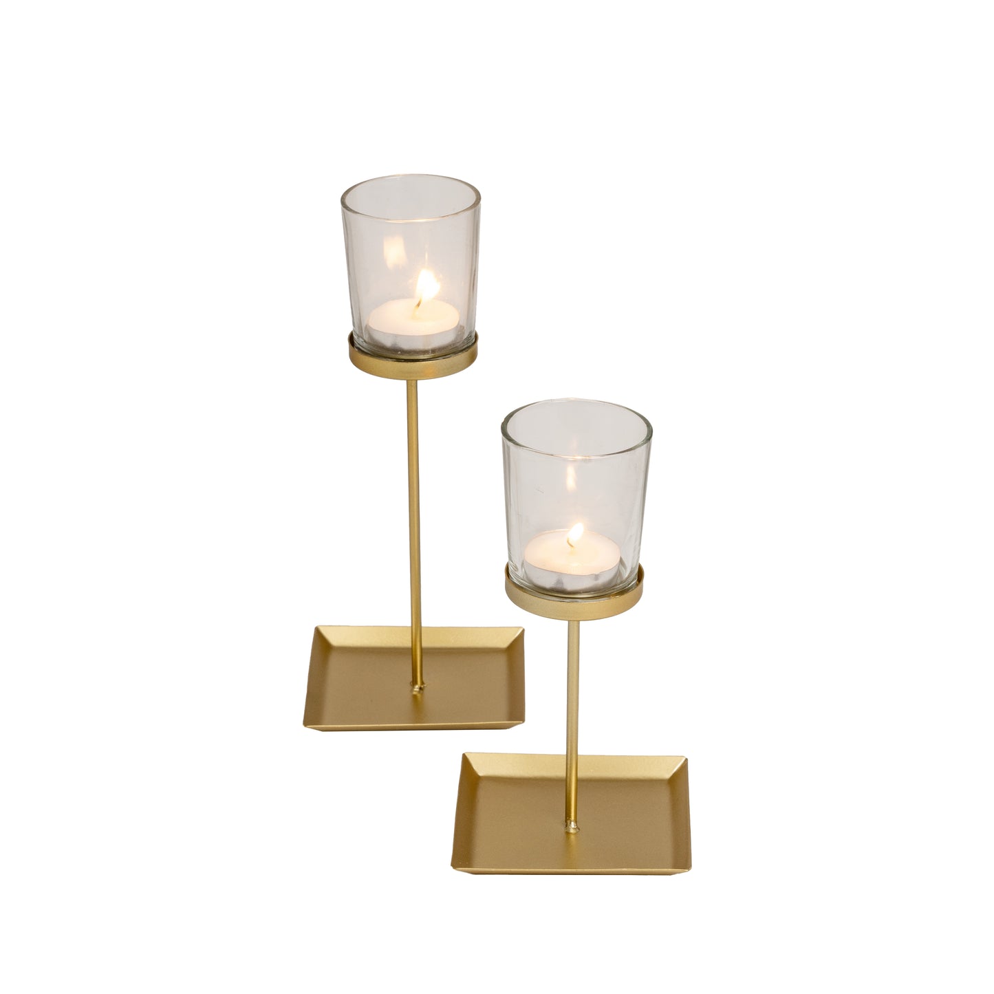 2 portavelas metal-cristal oro