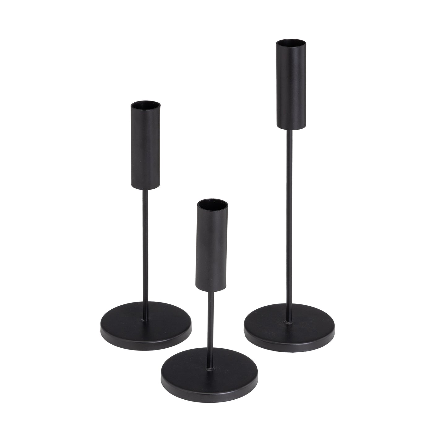 3 portavelas metal negro