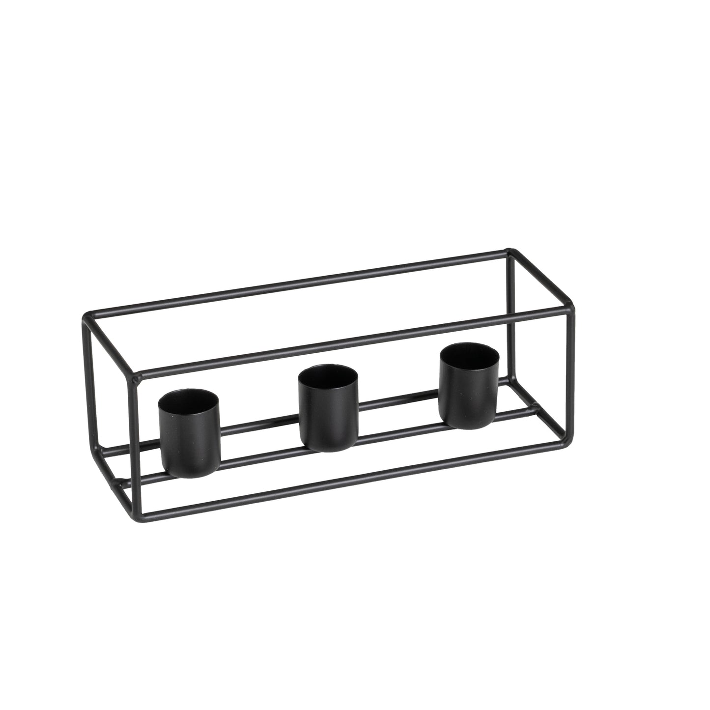 Portavelas triple metal negro 18*6*6cm