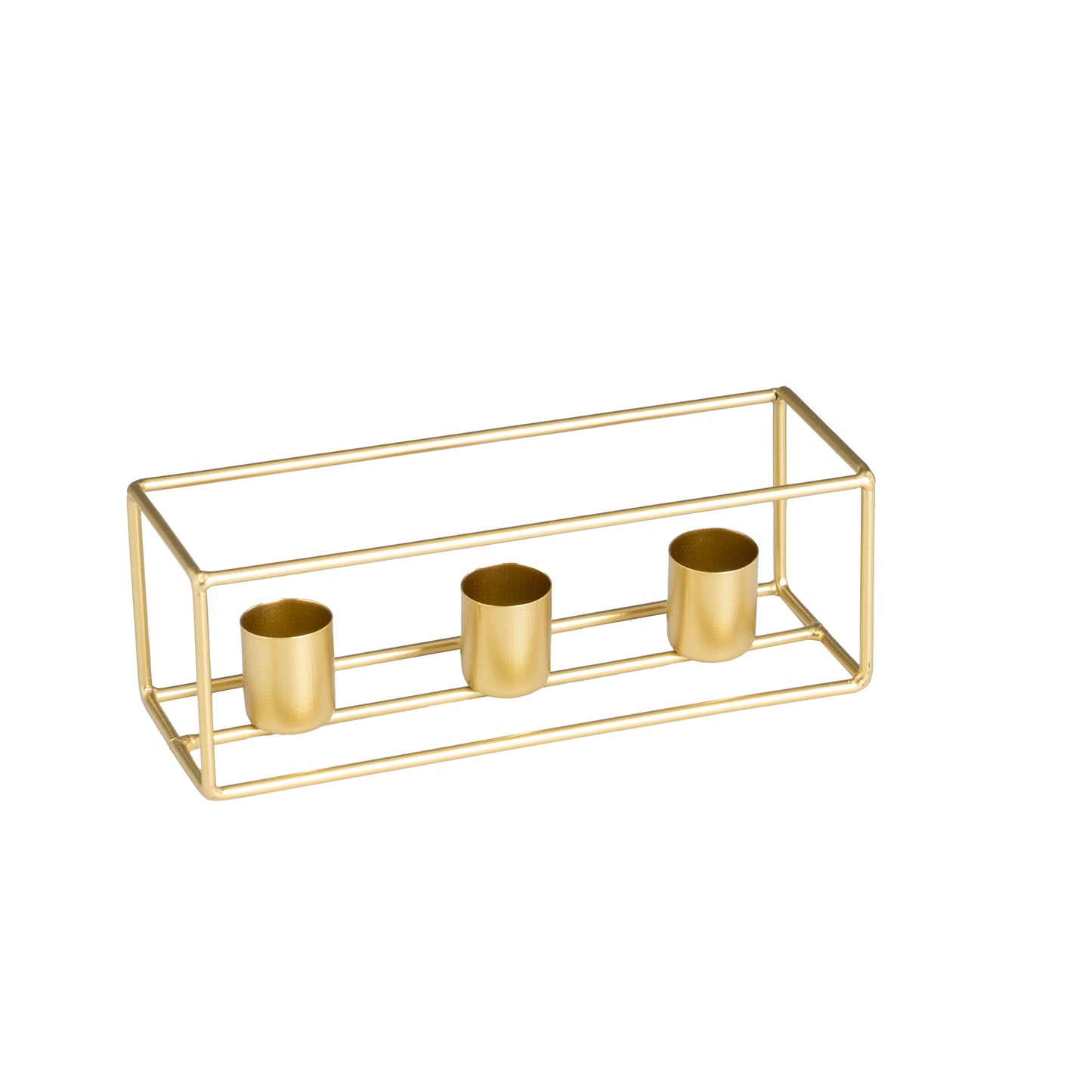 Portavelas triple metal oro 18*6*6cm