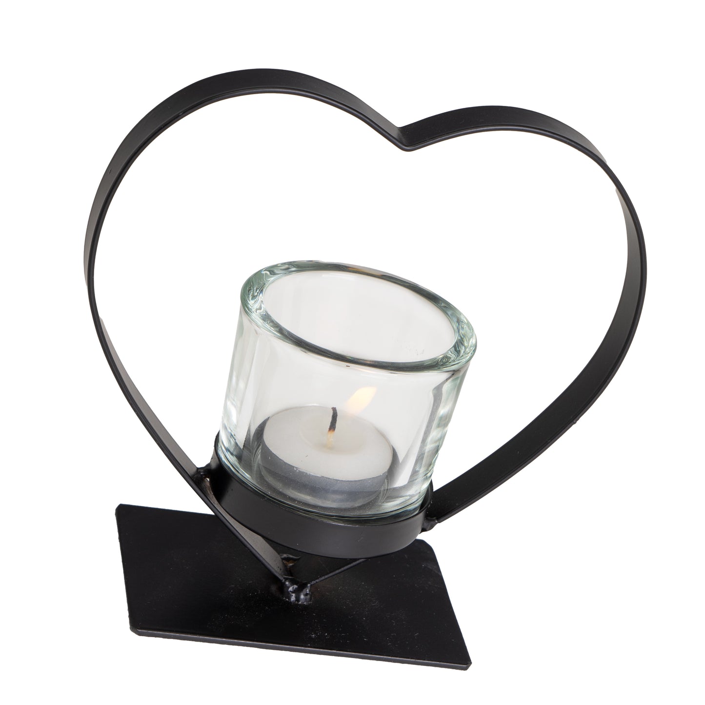 Portavelas corazon metal negro 15*6*15cm