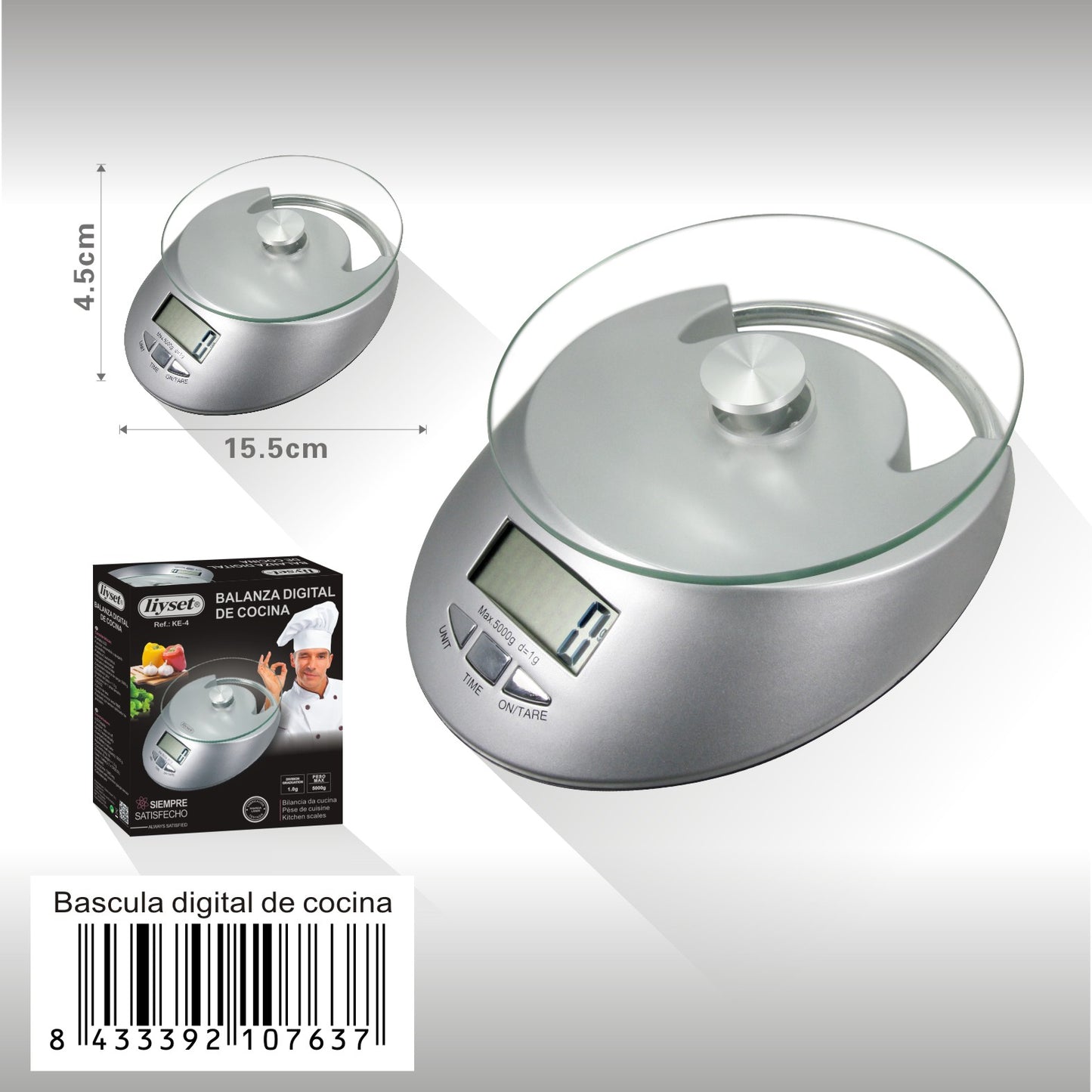 Balanza electrónica para cocina, cuchara medidora de peso digital con  pantalla LCD, 0,1 g-500 g, utensilio de cocina (no se puede cargar la  versión a