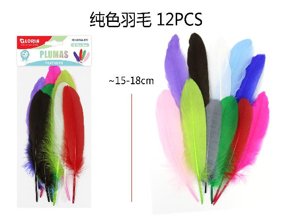 Pluma multicolor 12pcs aprox. 15-18cm