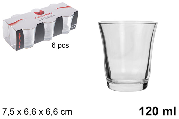 Pack 6 vasos cristal café cortado 120 ml 7.5x6.6x6.6cm