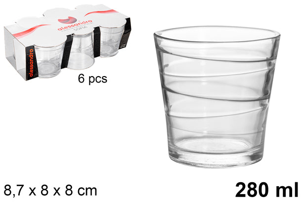 Pack 6 vasos cristal agua sofia 280 ml 8.7x8x8cm