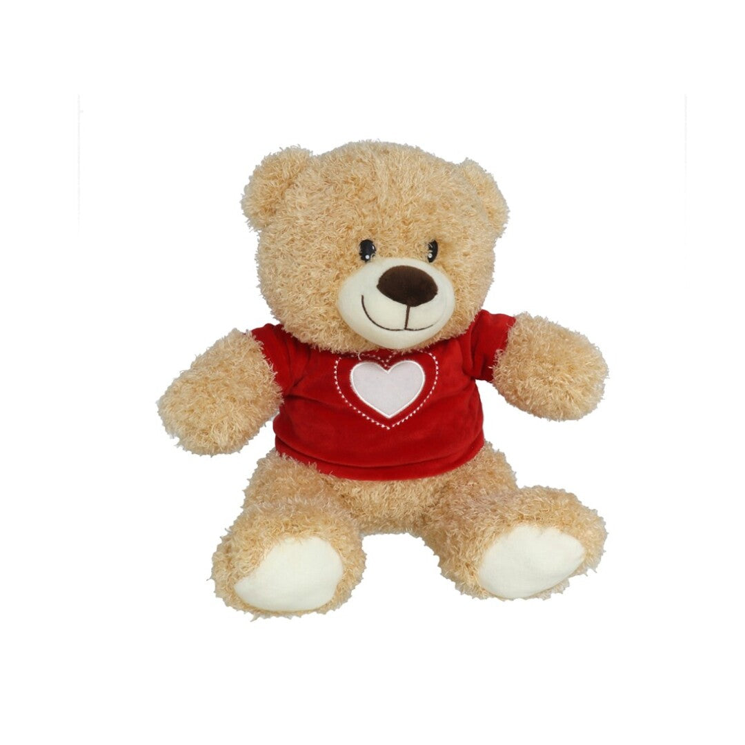 Osito marron con camiseta de corazon 20cm