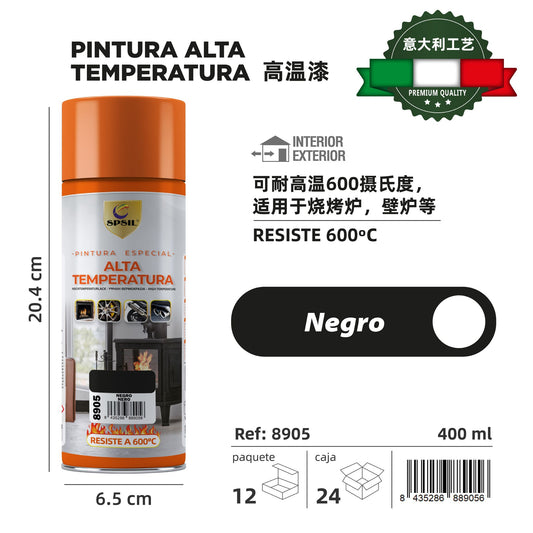 Pintura spray alta temperatura 400ml negro