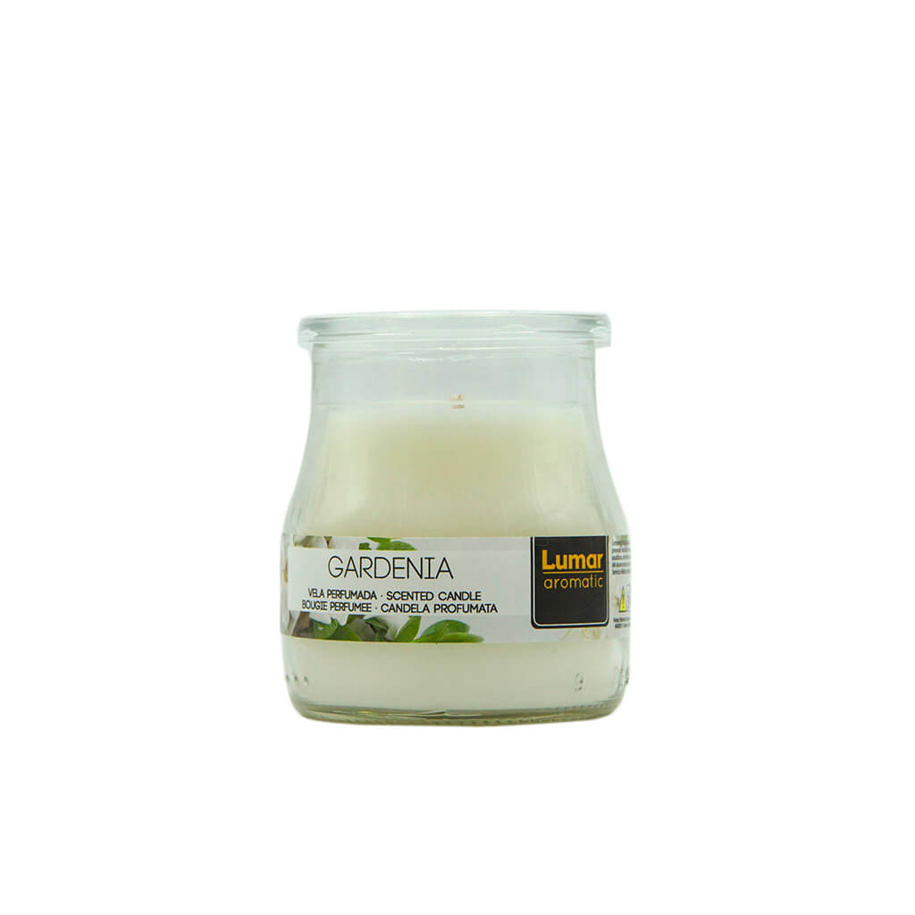 Vela en vaso de yogurt gardenia