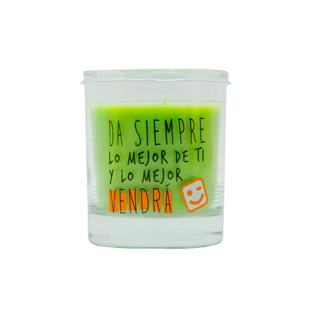 Vela aromática en vaso con mensaje SIEMPRE