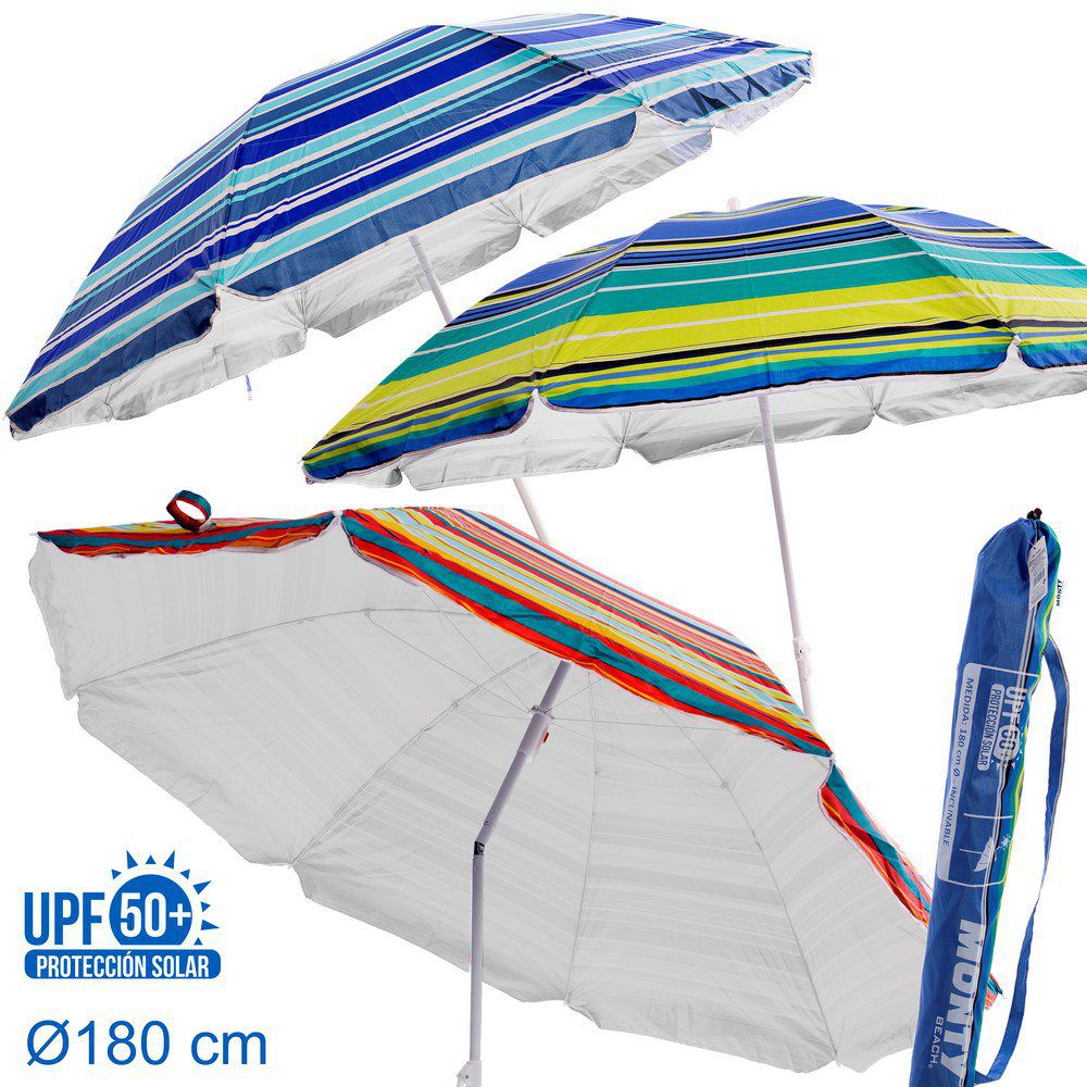 Sombrilla de playa con protección solar Ø180cm