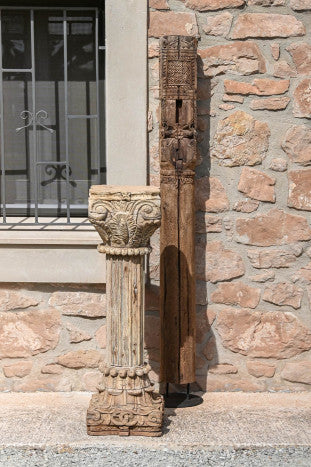 Set de 2 Columnas de Teca Maciza – 22 x 22 x 176 cm – Portavelas