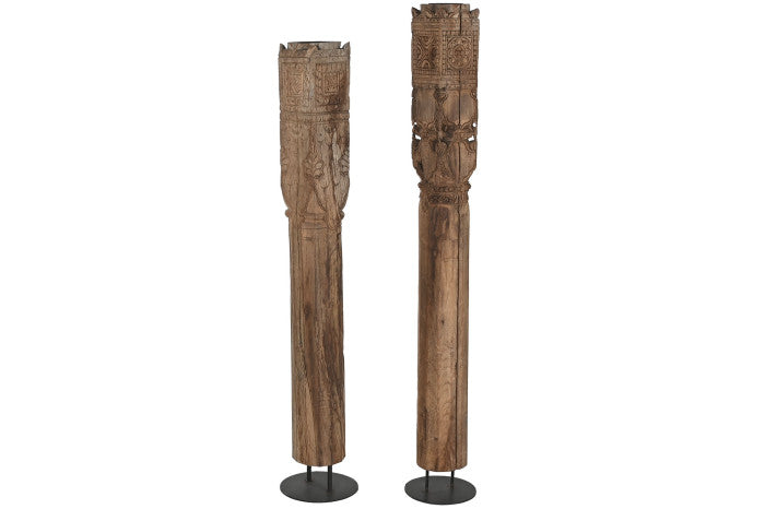 Set de 2 Columnas de Teca Maciza – 22 x 22 x 176 cm – Portavelas