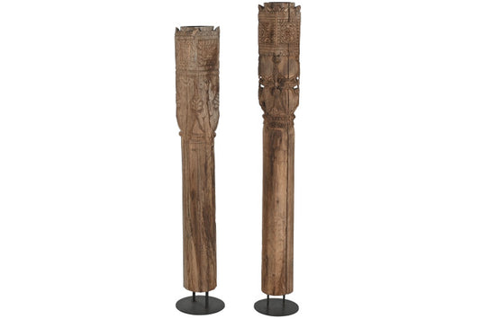 Set de 2 Columnas de Teca Maciza – 22 x 22 x 176 cm – Portavelas