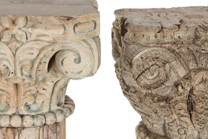 Set de 2 Columnas de Madera Tallada – 25 x 25 x 120 cm