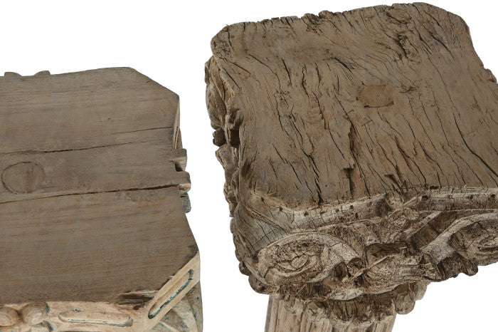 Set de 2 Columnas de Madera Tallada – 25 x 25 x 120 cm