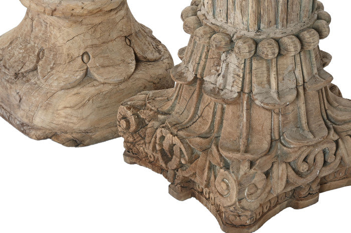 Set de 2 Columnas de Madera Tallada – 25 x 25 x 120 cm