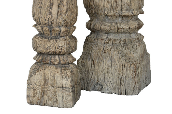 Columna de Teca Natural con Pieza Surtida – 23 x 23 x 149 cm (2 pcs)