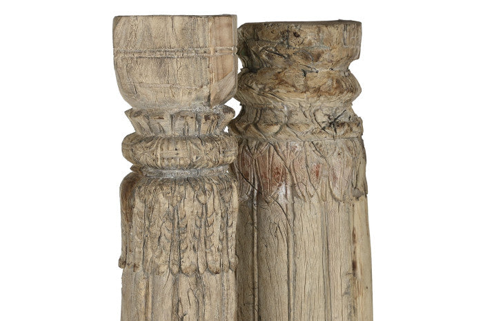 Columna de Teca Natural con Pieza Surtida – 23 x 23 x 149 cm (2 pcs)