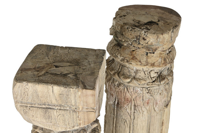 Columna de Teca Natural con Pieza Surtida – 23 x 23 x 149 cm (2 pcs)
