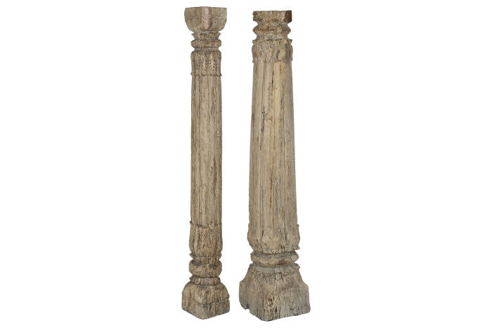 Columna de Teca Natural con Pieza Surtida – 23 x 23 x 149 cm (2 pcs)