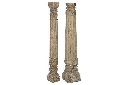 Columna de Teca Natural con Pieza Surtida – 23 x 23 x 149 cm (2 pcs)