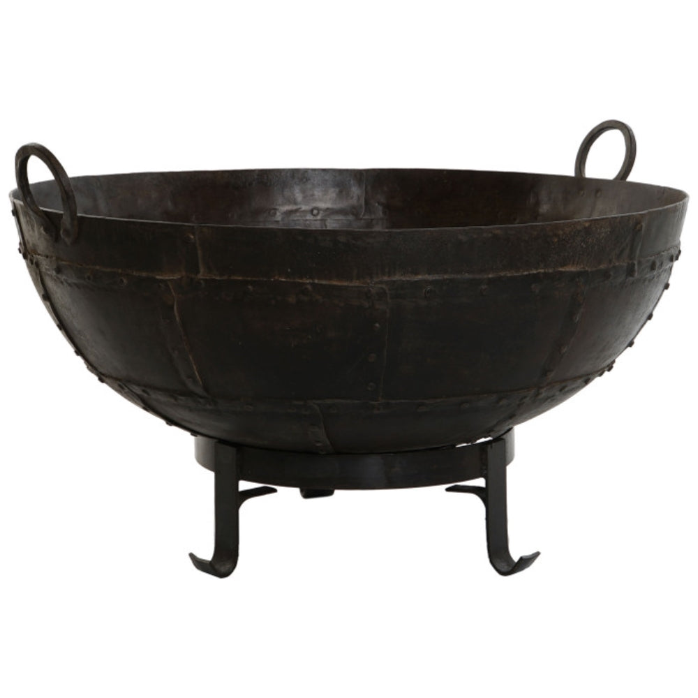 Macetero de Hierro con Soporte y Asas – 100 x 90 x 64 cm – Marrón