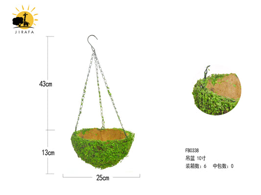 Macetero colgante coco cubierto de hierba d25*43cm