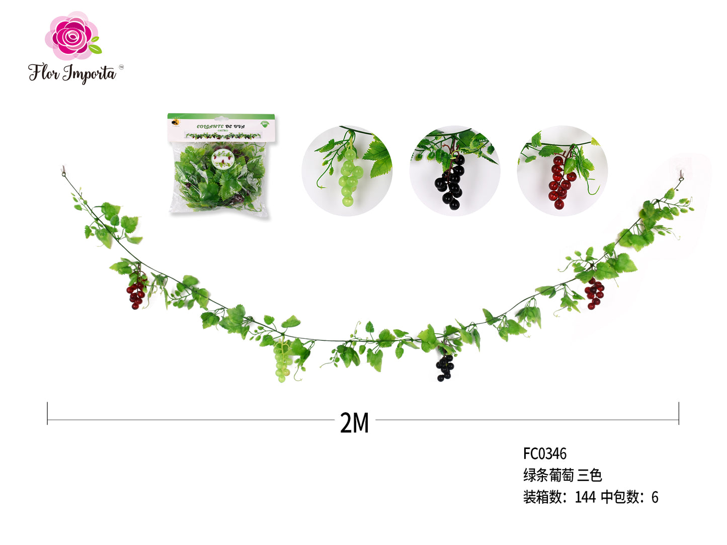 Guirnalda de uvas 2m