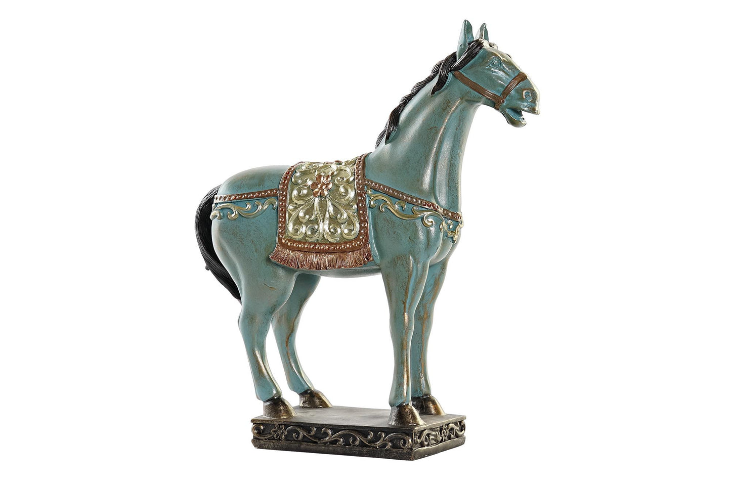 Figura resina 30.5*11.5*34.5cm caballo turquesa