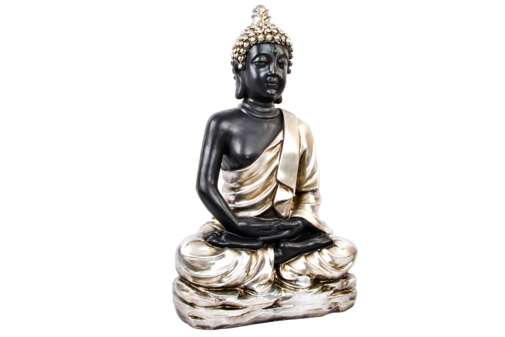 Figura resina 80*48*100cm buda plateado