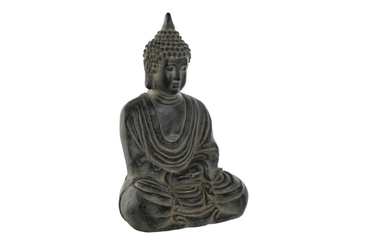 Figura fibra vidrio 35*24*52cm buda envejecido gris