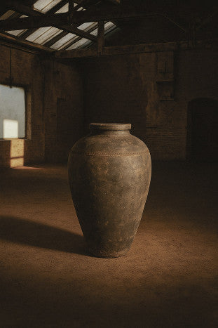 Ánfora Terracota 80x80x130 cm Marrón – Pieza Única Antigua