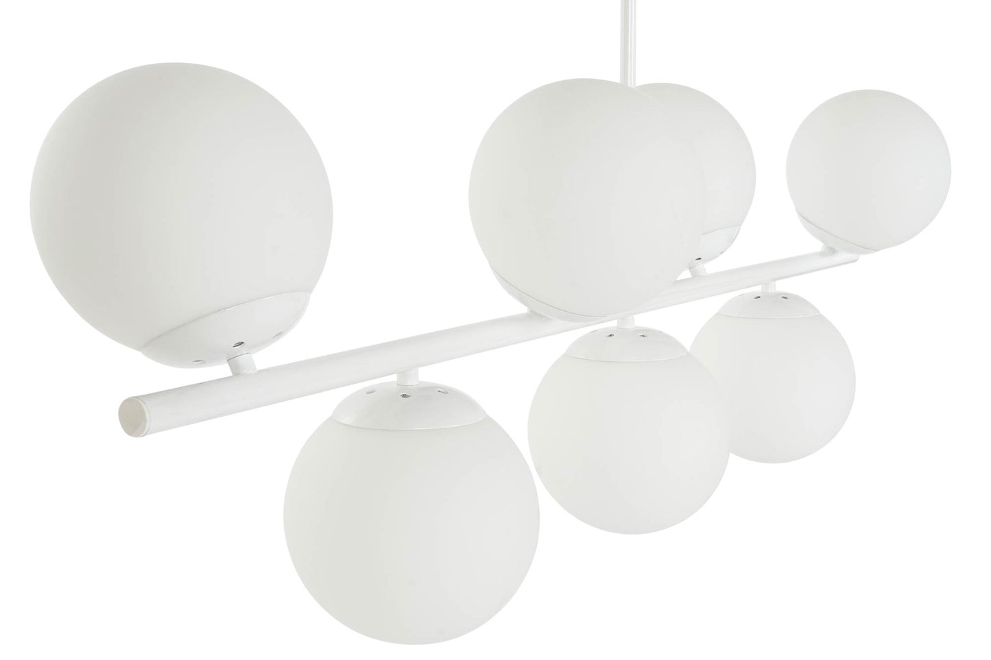 Lampara techo metal cristal 98*21*22cm bolas blanco