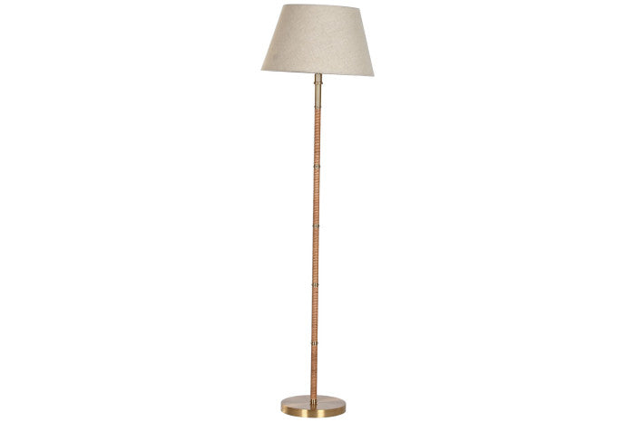 Lámpara de Pie Latón y Ratán 28x42x152 cm – Natural